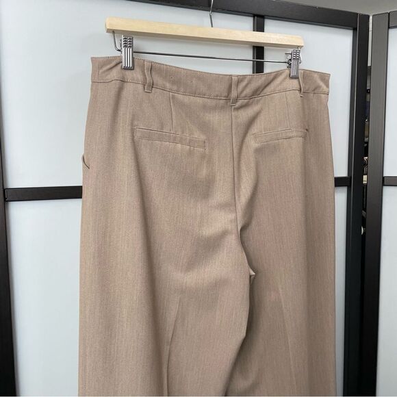 [13] Reitman’s Creme/Tan Structured Wide Leg Trousers Women’s Career Pant - Picture 4 of 14